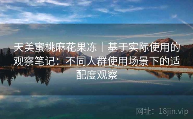天美蜜桃麻花果冻｜基于实际使用的观察笔记：不同人群使用场景下的适配度观察