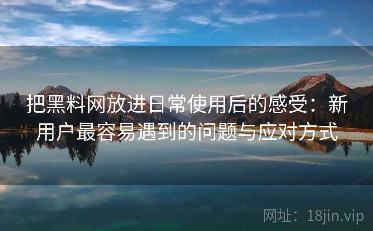 把黑料网放进日常使用后的感受：新用户最容易遇到的问题与应对方式